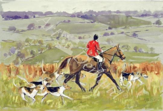 láminas y lienzos de Huntsman with Hounds, 1997 (w/c on paper)