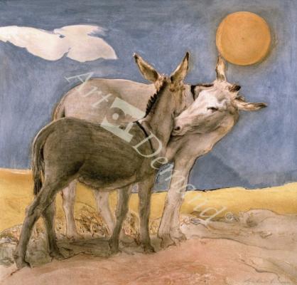 láminas y lienzos de Donkeys, 1989 (fresco)