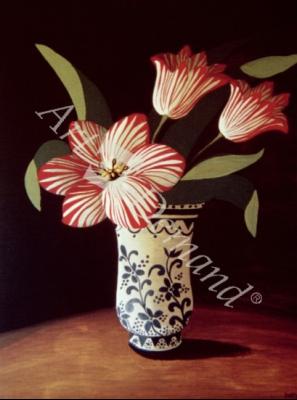 láminas y lienzos de  Striped Tulip (acrylic on panel)