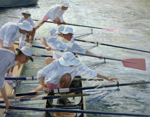 láminas y lienzos de Securing Oars, Henley (oil on canvas)
