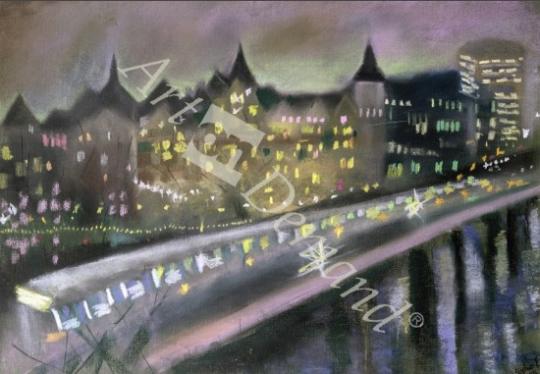 láminas y lienzos de  Hungerford Bridge, from the South Bank, 1995 (pastel on
