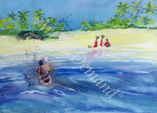láminas y lienzos de Candolim Beach, Goa, India, 1998 (oil on paper)