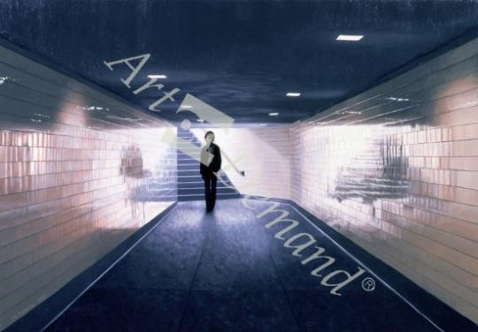 láminas y lienzos de  Man Entering Subway Station, 1983 (oil on panel)