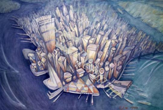 láminas y lienzos de  Manhattan from Above, 1994 (oil on canvas)