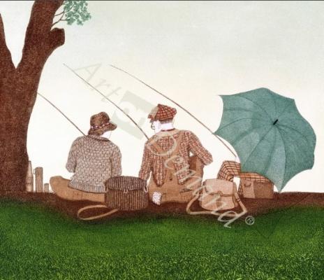láminas y lienzos de Gone Fishing (lithograph)