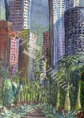 láminas y lienzos de  High Rise, Hong Kong, 1997 (oil on canvas)