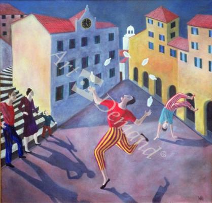 láminas y lienzos de  The Juggler, 1990 (acrylic)