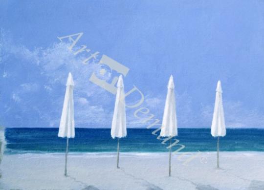 láminas y lienzos de  Beach Umbrellas at Dawn