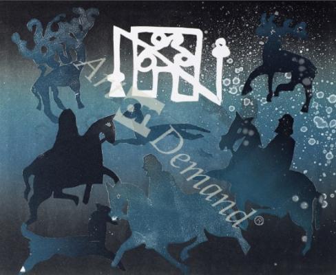 láminas y lienzos de  Pictish Hunting Scene I, 1995 (monotype)