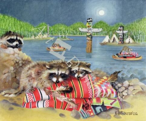 láminas y lienzos de  Racoons, 2000 (acrylic on canvas)