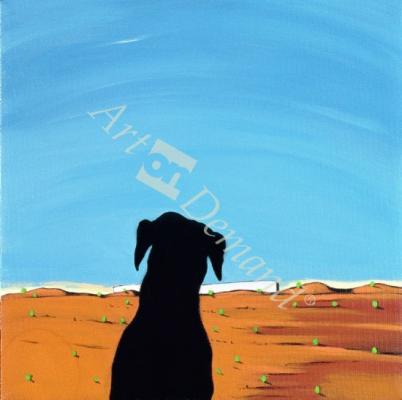 láminas y lienzos de  Black Dog in Chestertown, 1998 (acrylic on canvas)