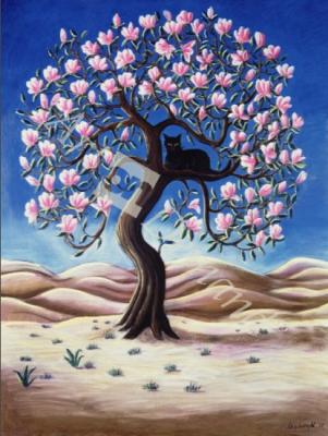 láminas y lienzos de  Black Cat in a Magnolia Tree, 1988 (pastel)