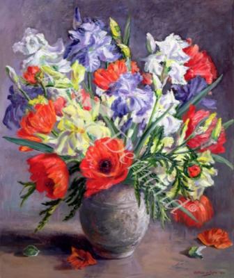 láminas y lienzos de  Poppies and Irises, 1991