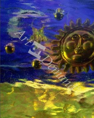 láminas y lienzos de  Blue and Gold Sun