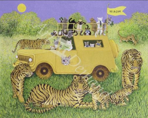 láminas y lienzos de  Cat Safari (oil on canvas)