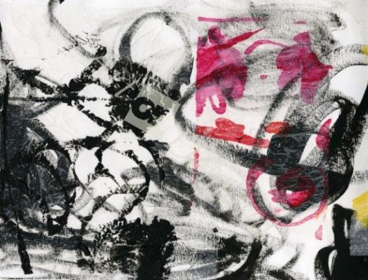 láminas y lienzos de  MT abstractoConCirculosNegro2008