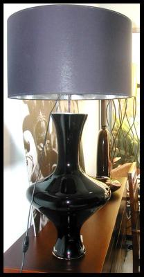 pie lámpara crisstal negro + tulipa negro y plata .OFERTA 98 EUR