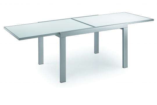 mesa de comedor    metal y cristal