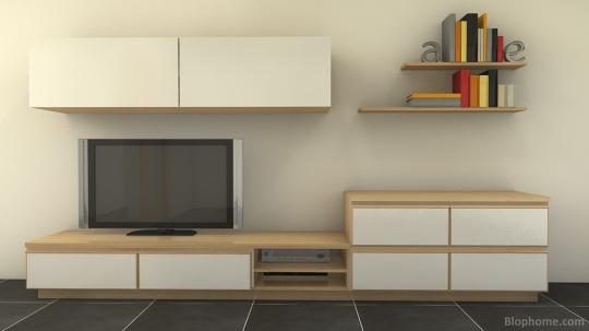 Módulos salón en madera y laca