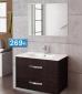 Mueble de 80 ctm, encimera lavabo integral en loza, extrafino, dos cajones con freno.Espejo. (Monoma