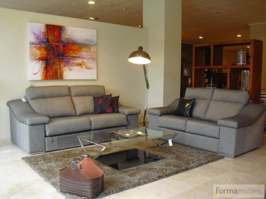 conjunto gris con mesa centro inox