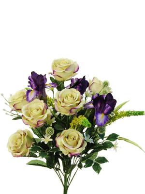 Flores artificiales santos. Ramo flores artificiales rosas iris purpura oasisdecor.com