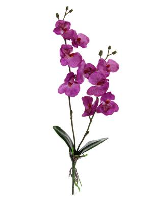 Flores artificiales. Orquidea phalaenopsis artificial pequeña con hojas fucsia oasisdecor.com