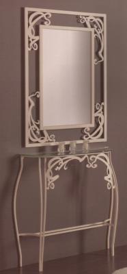Consola y Espejo Rectangular Forja Vintage Forja Blanco Roto. Disponible en varios colores.