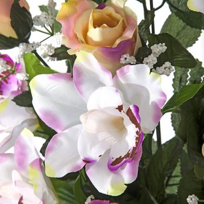Todos los Santos. Ramo artificial flores orquideas shine con rosas amarillas en La Llimona (2) Todos los Santos. Ramo artificial flores orquideas shine con rosas amarillas en La Llimona (2)