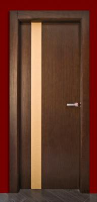 Puertas Dominguez®: Puerta en roble tintado wengué con piel beige