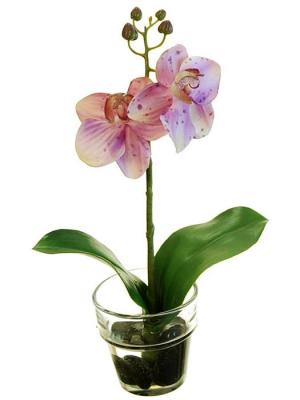 Flores artificiales Centro vaso pequeño phalaenopsis artificial lila con agua solida oasis decor