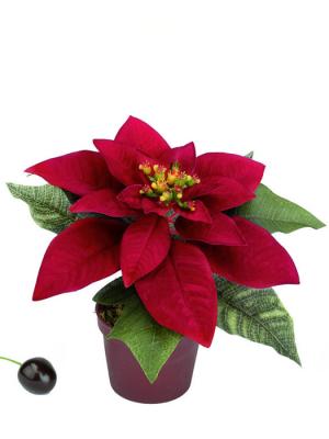 Poinsettia artificial Maceta flor de pascua artificial pequeña oasisdecor.com