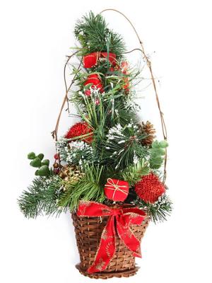Adorno cesta de navidad pared pino artificial