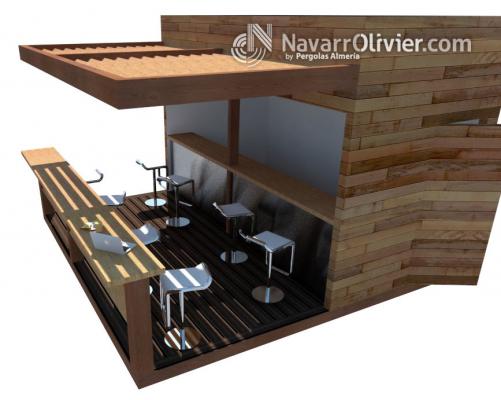 Chiringuito con terraza y pergola
