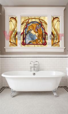 Tríptico de vidrieras Art Nouveau