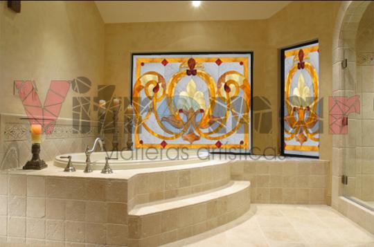Vidriera para baño clásico