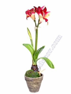 Flores artificiales. Flor amarilis artificial en maceta Oasis Decor