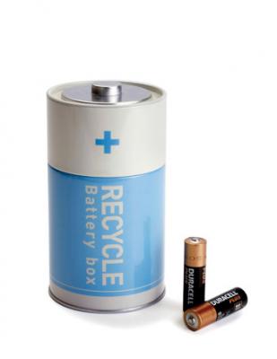 Bote azul reciclaje para pilas