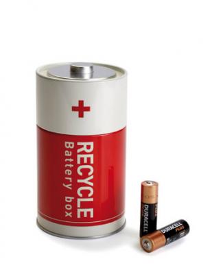 Bote rojo reciclaje para pilas