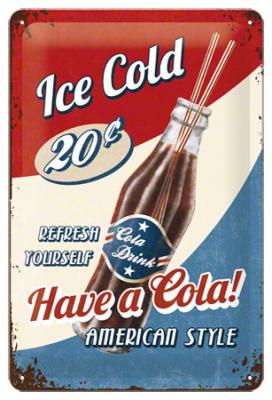 Placa metalica vintage Cola