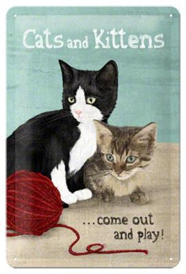 Placa metalica vintage Gatos