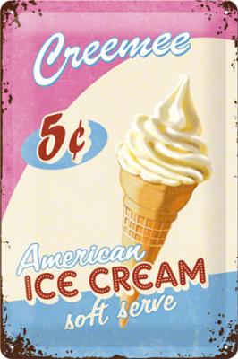 Placa metalica vintage Ice Cream