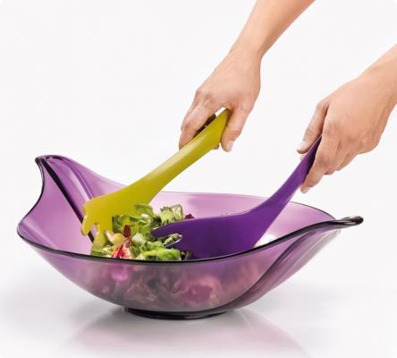 Ensaladera ciruela con cubiertos Koziol
