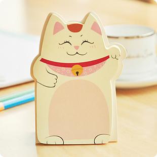 Post It Gato de la Suerte Rosa Kawaii