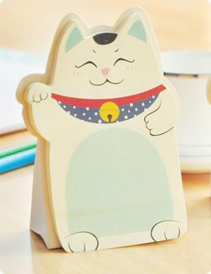 Post It Gato de la Suerte Azul Kawaii