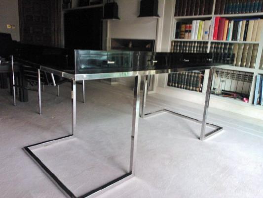 mesa despacho acero inox.brillo y cristal