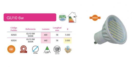 LED GU10  6W