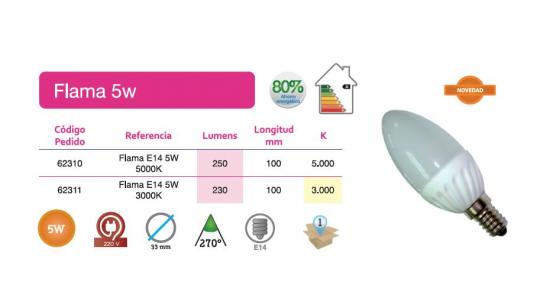 bombilla vela led 5w