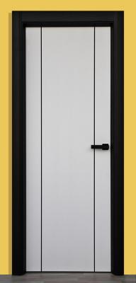 Domporte®: Puerta en roble con perfiles de aluminio negro lacada a poro abierto en blanco y negro