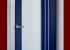 : Puerta lacada en azul con perfiles de aluminio, vidrio 5+5 laminado con butiral blanco intermedio y marco y tapajuntas de haya vaporizada maciza lacada en aluminio